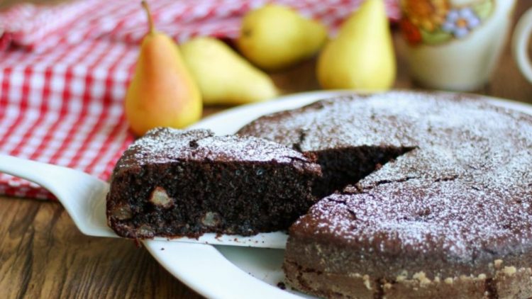 gâteau moelleux au chocolat e aux poires