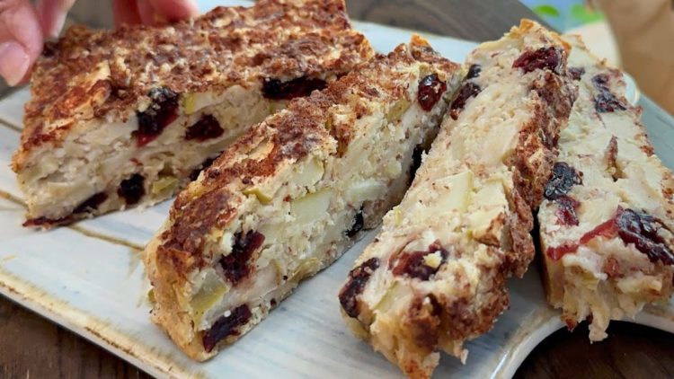 gâteau moelleux et léger aux flocons d’avoine, yaourt et pommes